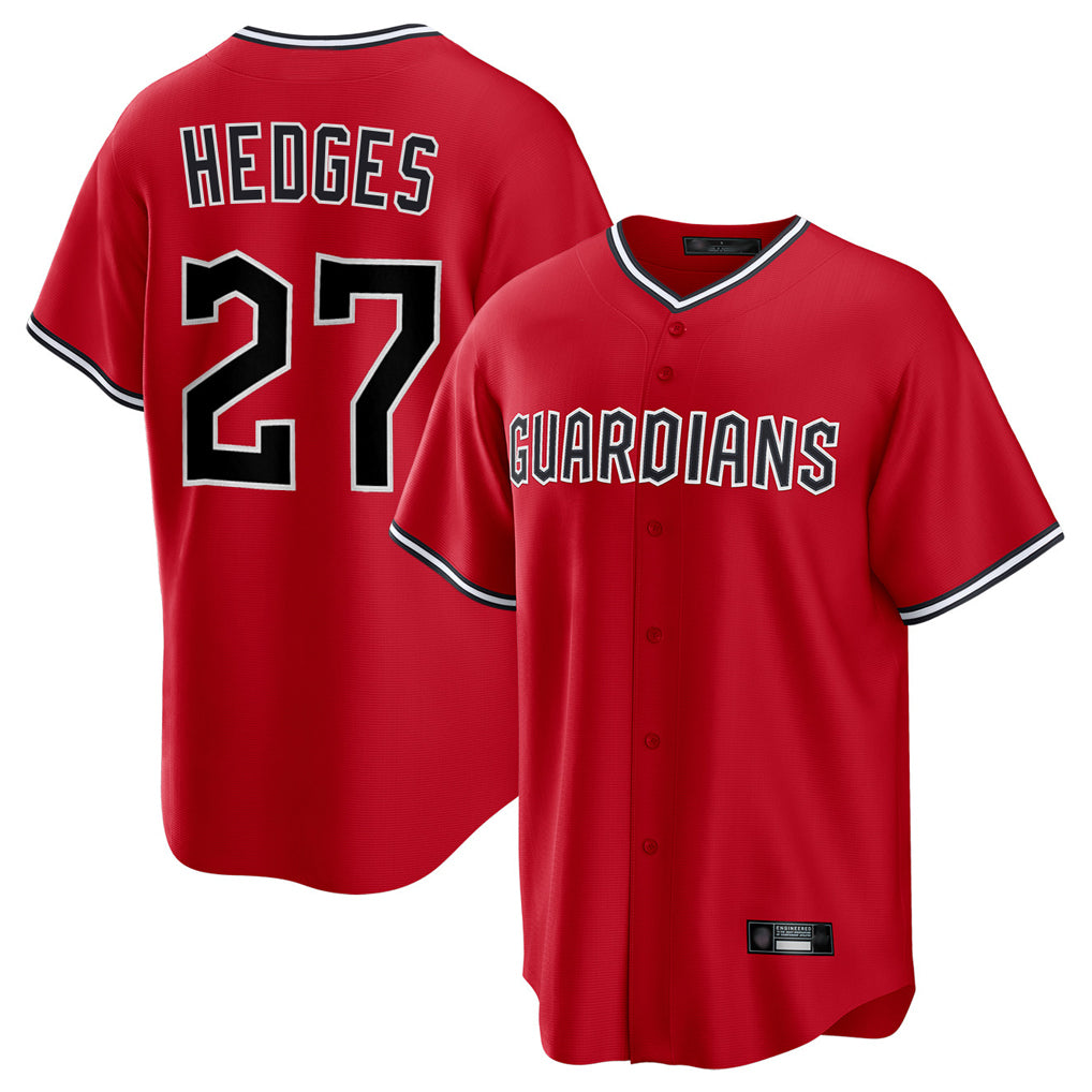 Vanessashop C.Guardians #27 Austin Hedges Player Red Home Game Stitched Jerseys