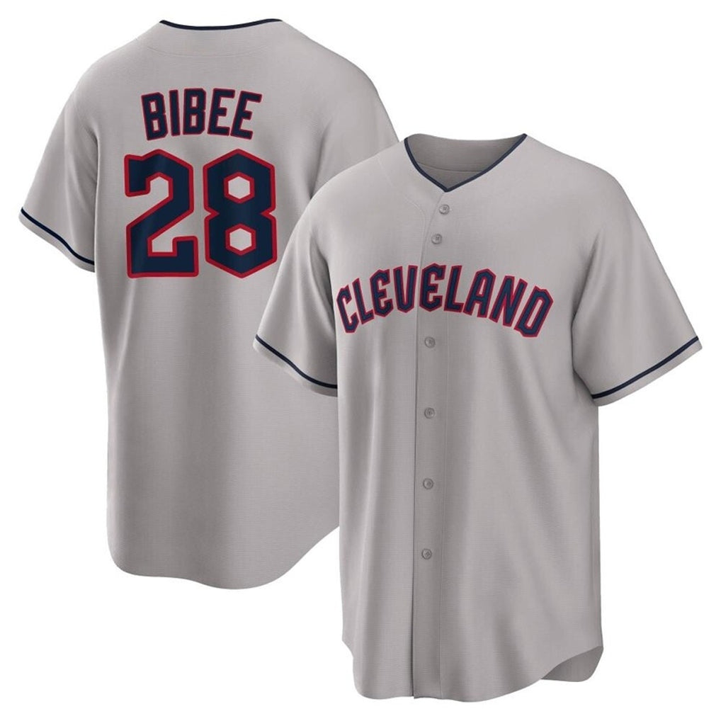Vanessashop C.Guardians #28 Tanner Bibee Player Gray Game Home Stitched Jerseys