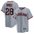 Vanessashop C.Guardians #28 Tanner Bibee Player Gray Home Game Stitched Jerseys