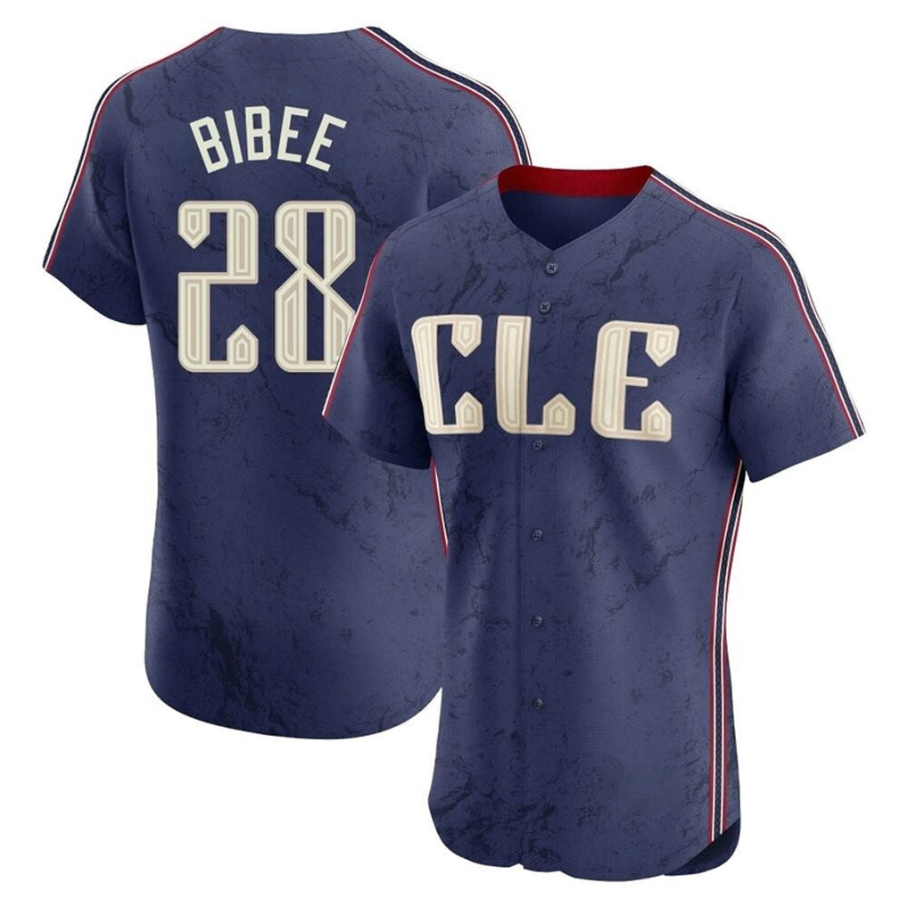 Vanessashop C.Guardians #28 Tanner Bibee Player Navy City Connect Limited Elite Home Stitched Jerseys