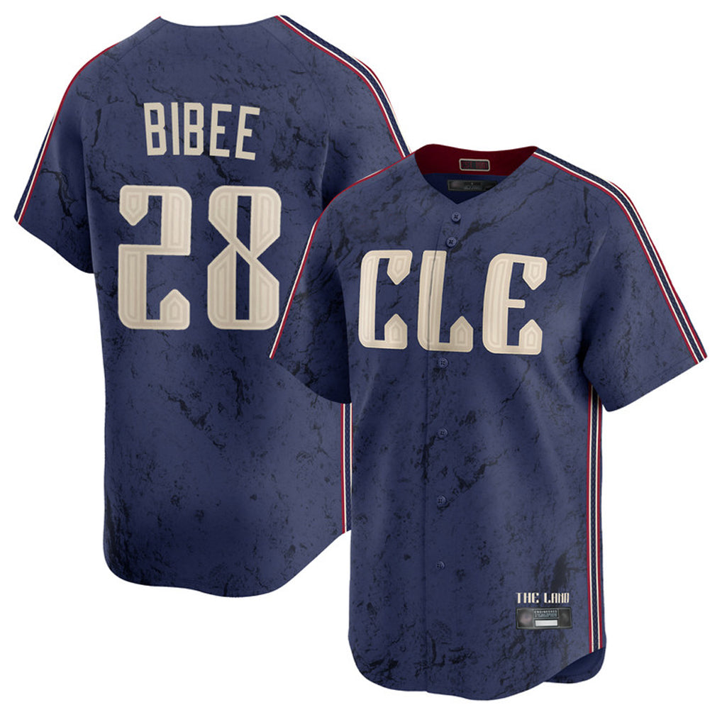Vanessashop C.Guardians #28 Tanner Bibee Player Navy City Connect Limited Home Stitched Jerseys