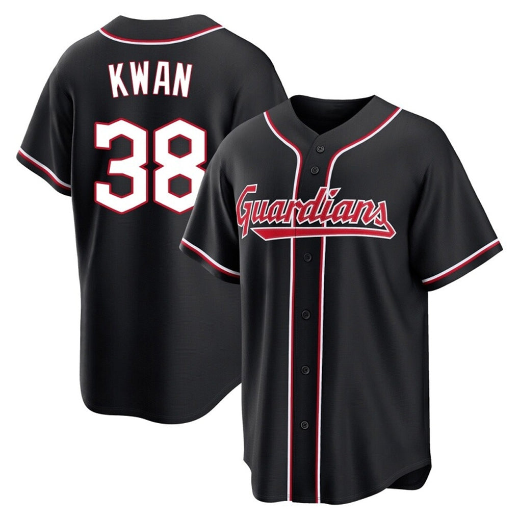 Vanessashop C.Guardians #38 Steven Kwan Player Black Fashion Out Home Game Stitched Jerseys