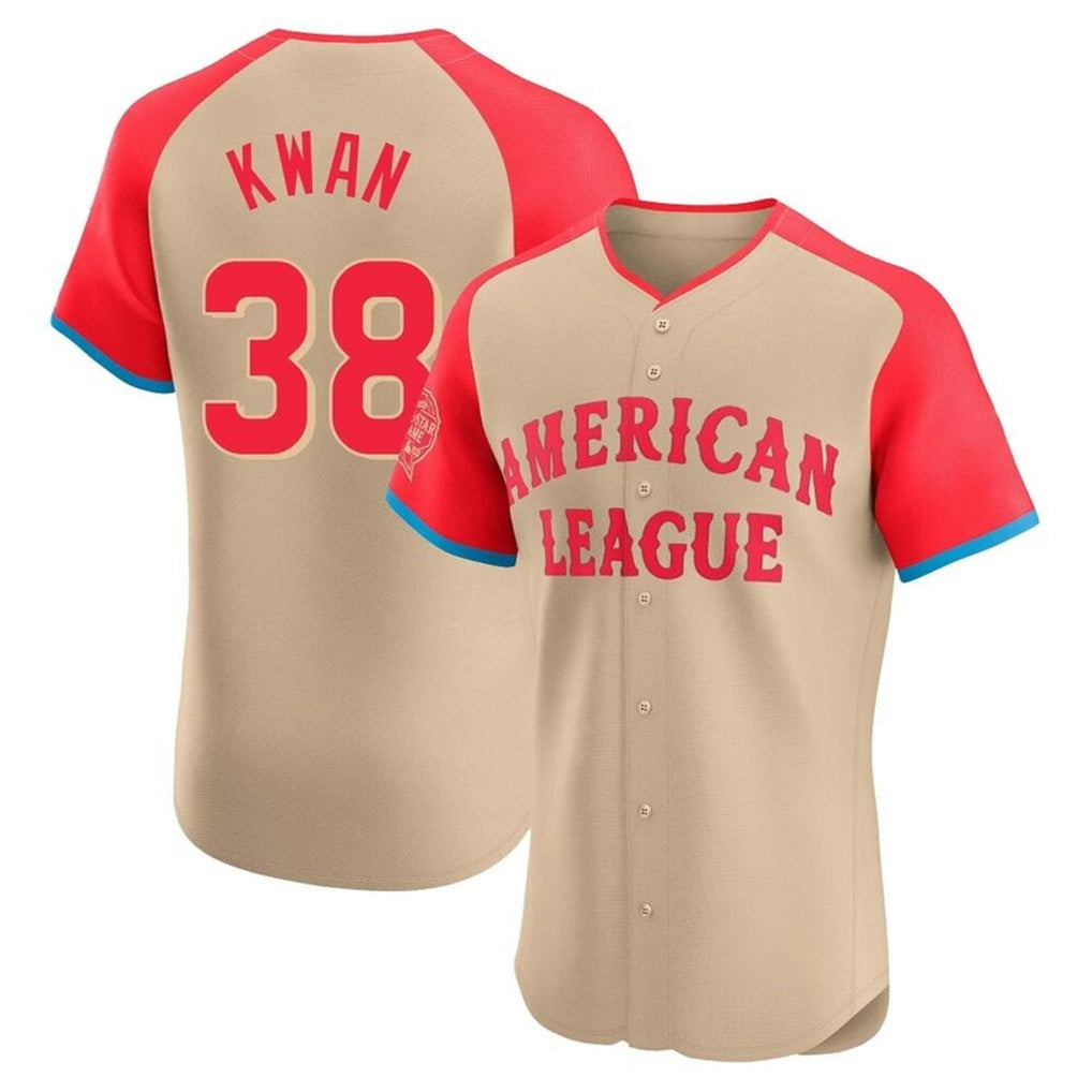 Vanessashop C.Guardians #38 Steven Kwan Player Cream American League All-Star Limited Elite Home Stitched Jerseys