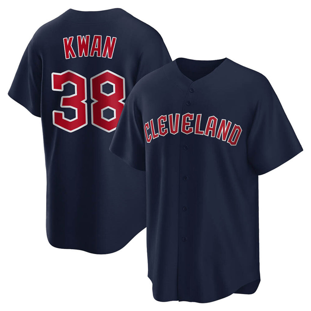 Vanessashop C.Guardians #38 Steven Kwan Player Navy Game Home Stitched Jerseys