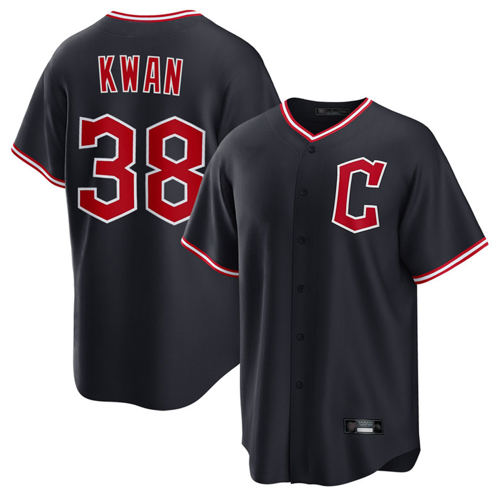 Vanessashop C.Guardians #38 Steven Kwan Player Navy Home Game Stitched Jerseys