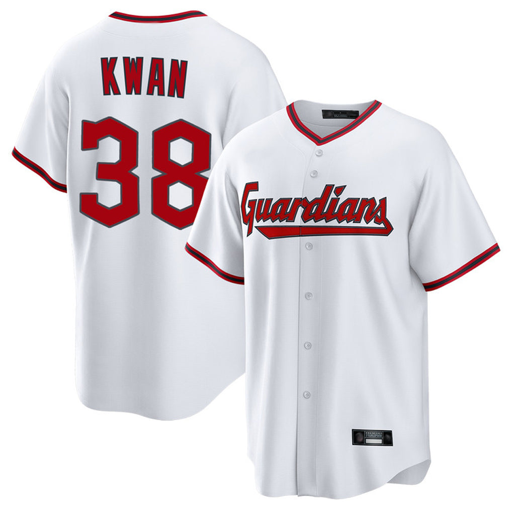 Vanessashop C.Guardians #38 Steven Kwan Player White Game Home Stitched Jerseys