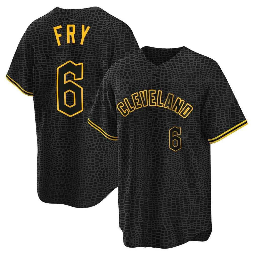 Vanessashop C.Guardians #6 David Fry Player Black Snake Skin City Home Game Stitched Jerseys
