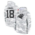 Vanessashop C.Panthers #18 Jalen Coker Player Arctic Camo Salute to Service Pullover Hoodies Limited Game Stitched Jerseys