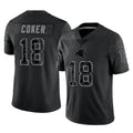 Vanessashop C.Panthers #18 Jalen Coker Player Black Limited Reflective Game Stitched Jerseys