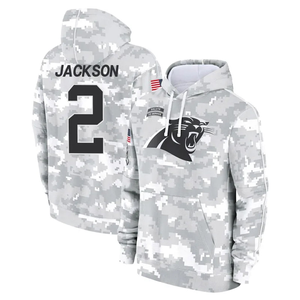 Vanessashop C.Panthers #2 Michael Jackson Player Arctic Camo Salute to Service Pullover Hoodies Limited Game Stitched Jerseys