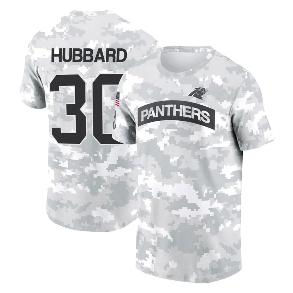 Vanessashop C.Panthers #30 Chuba Hubbard Player Arctic Camo Salute to Service T-Shirt Hoodies Stitched Jerseys