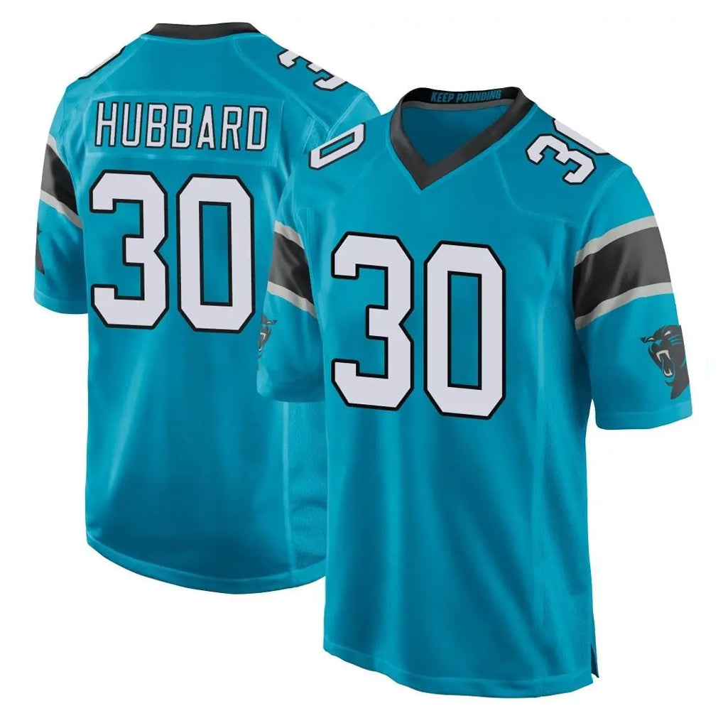 Vanessashop C.Panthers #30 Chuba Hubbard Player Blue Game Stitched Jerseys