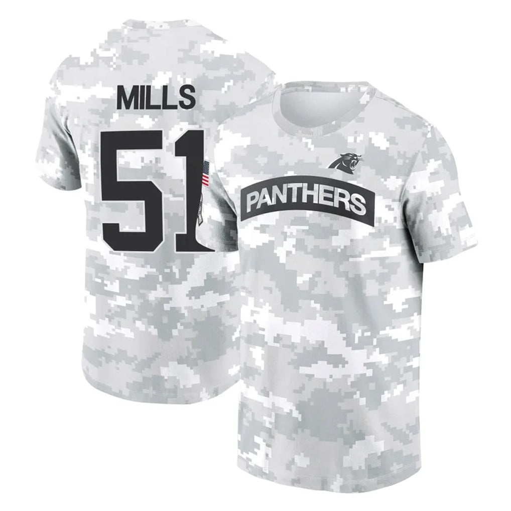 Vanessashop C.Panthers #51 Sam Mills Player Arctic Camo Salute to Service T-Shirt Hoodies Stitched Jerseys