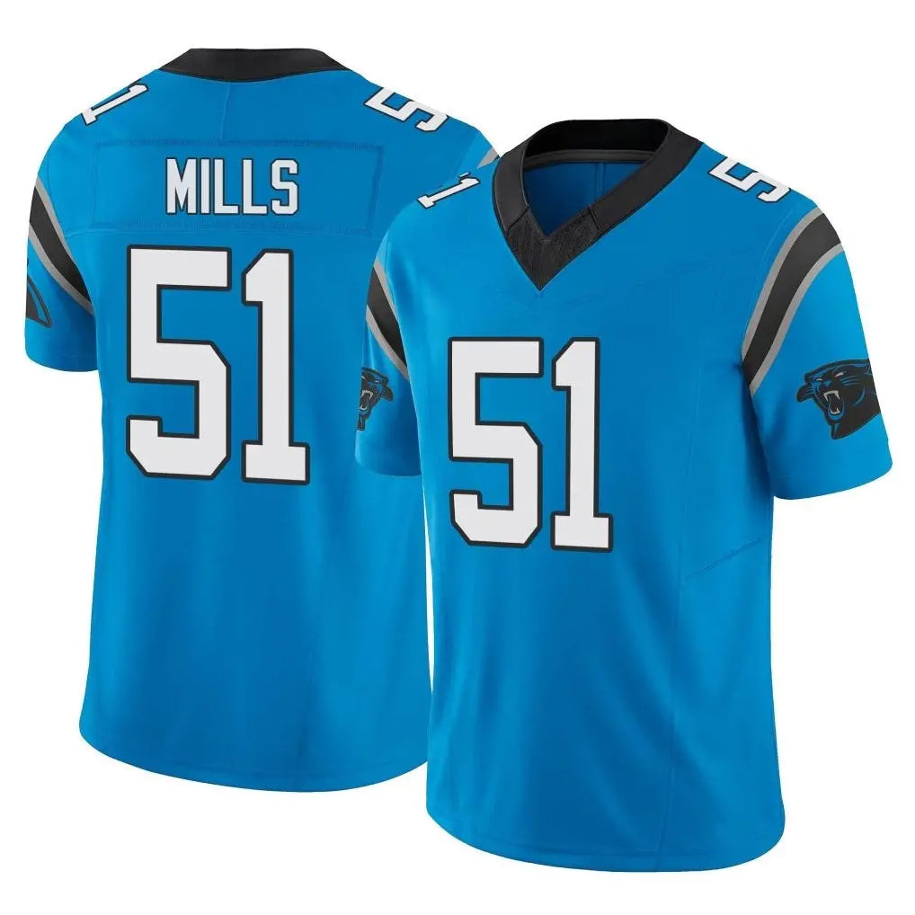 Vanessashop C.Panthers #51 Sam Mills Player Blue Vapor F.U.S.E. Limited Home Game Stitched Jerseys