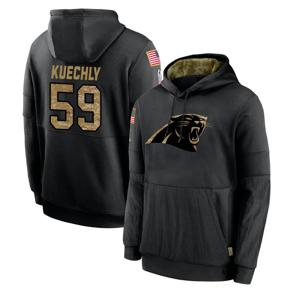 Vanessashop C.Panthers #59 Luke Kuechly Player Black Salute to Service Pullover Hoodies Limited Game Stitched Jerseys