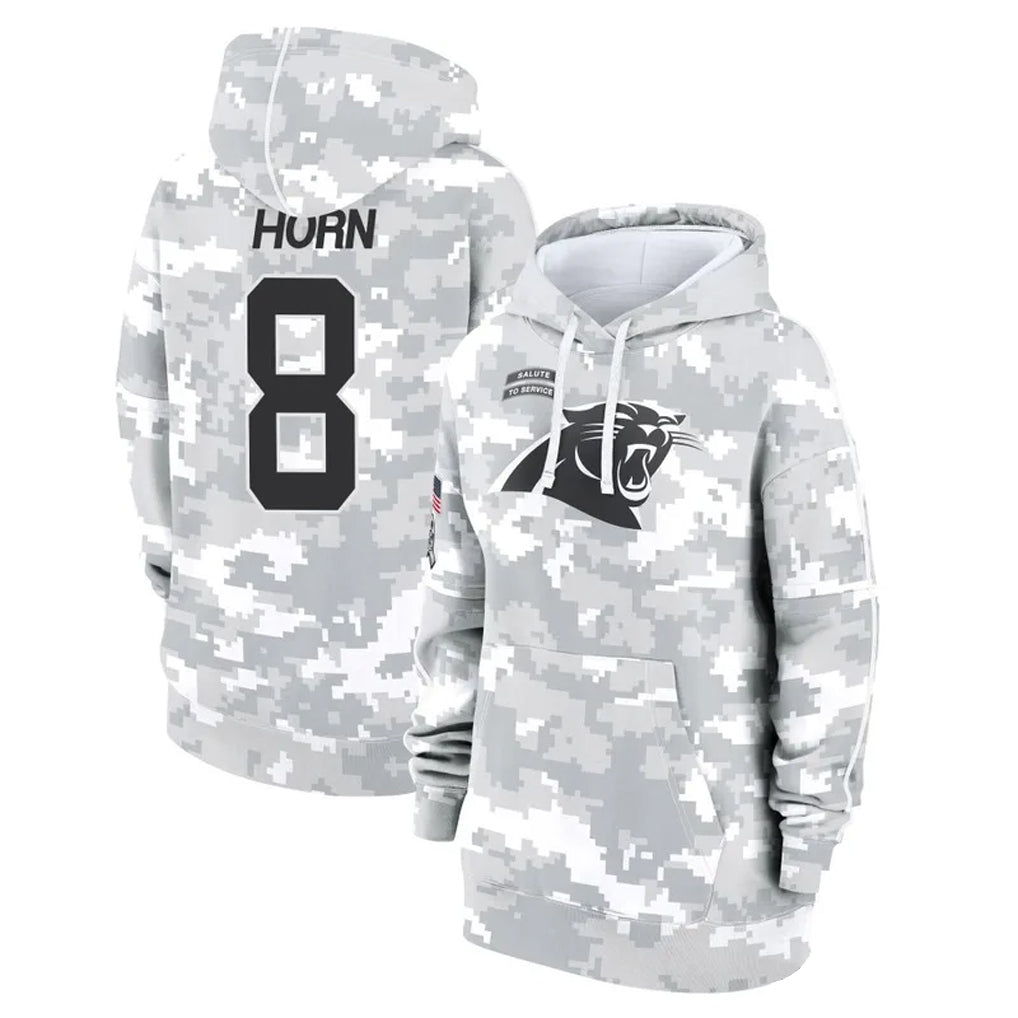 Vanessashop C.Panthers #8 Jaycee Horn Player Arctic Camo Salute to Service Hoodies Stitched Jerseys
