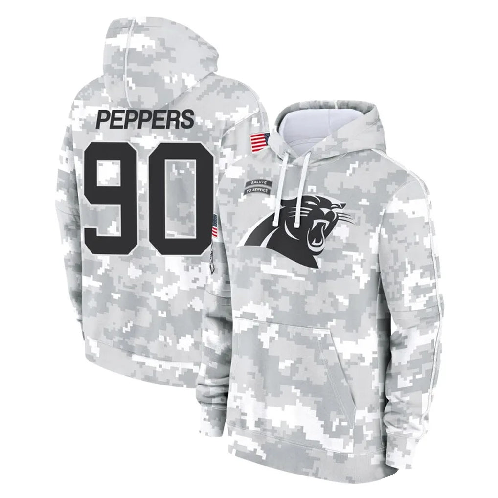 Vanessashop C.Panthers #90 Julius Peppers Player Arctic Camo Salute to Service Pullover Hoodies Limited Game Stitched Jerseys