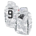 Vanessashop C.Panthers #9 Bryce Young Player Arctic Camo Salute to Service Pullover Hoodies Limited Game Stitched Jerseys