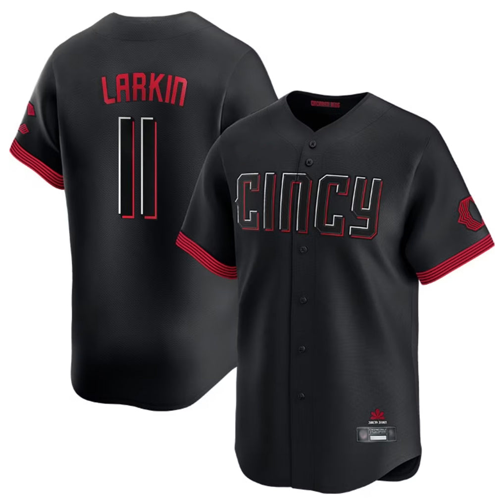 Vanessashop C.Reds #11 Barry Larkin Player Black City Connect Home Limited Stitched Jerseys