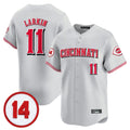 Vanessashop C.Reds #11 Barry Larkin Player Gray Vapor Premier Limited Home Stitched Jerseys