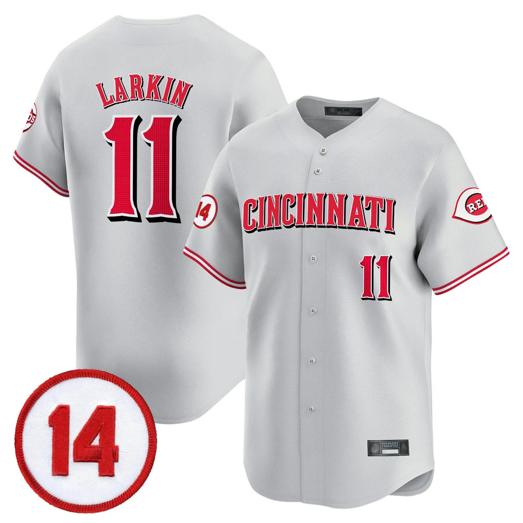 Vanessashop C.Reds #11 Barry Larkin Player Gray Vapor Premier Limited Home Stitched Jerseys