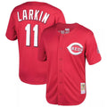 Vanessashop C.Reds #11 Barry Larkin Player Mitchell & Ness Red Throwback Cooperstown Mesh Game Stitched Jerseys