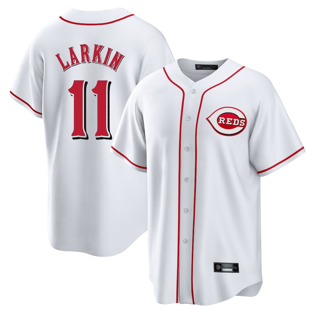 Vanessashop C.Reds #11 Barry Larkin Player White Game Home Stitched Jerseys