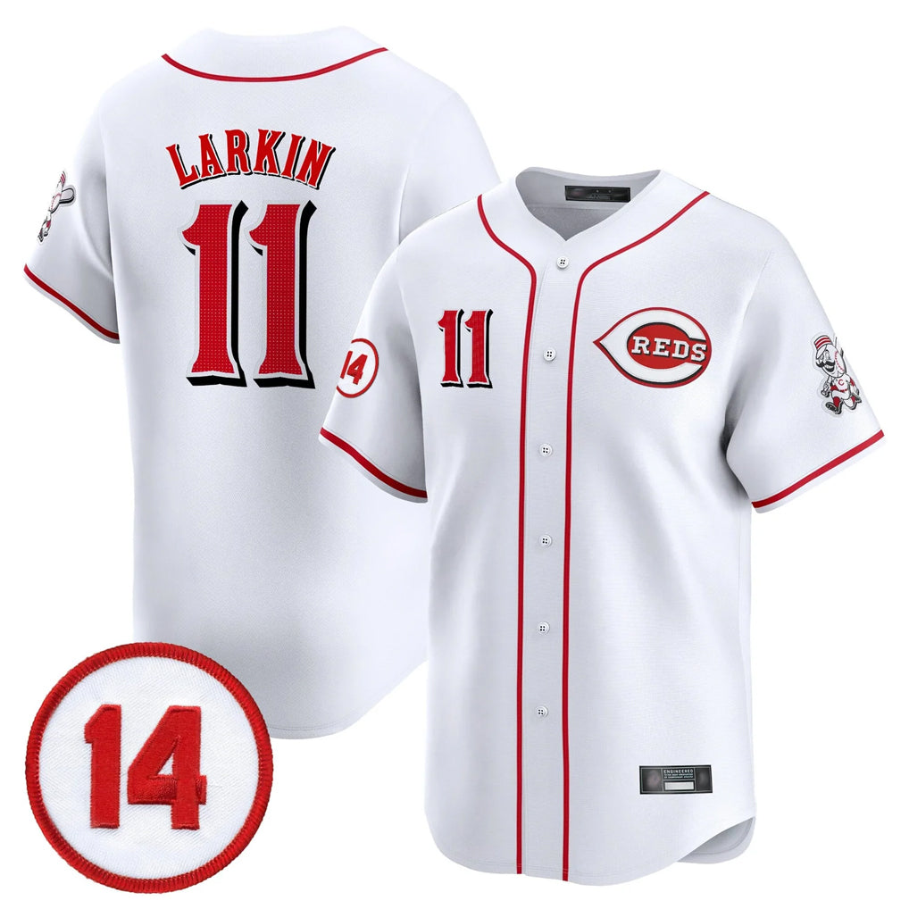 Vanessashop C.Reds #11 Barry Larkin Player White Vapor Premier Limited Home Stitched Jerseys