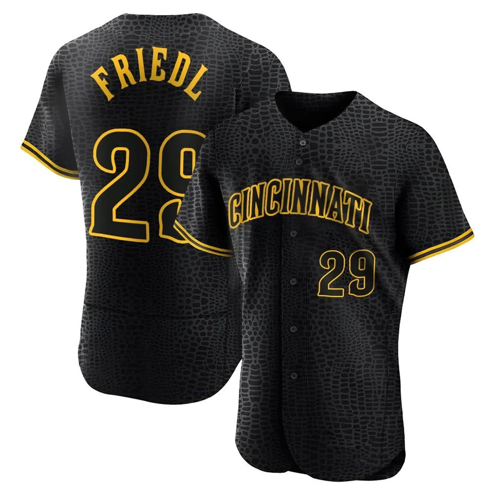 Vanessashop C.Reds #29 TJ Friedl Player Black Snake Skin City Limited Elite Home Stitched Jerseys