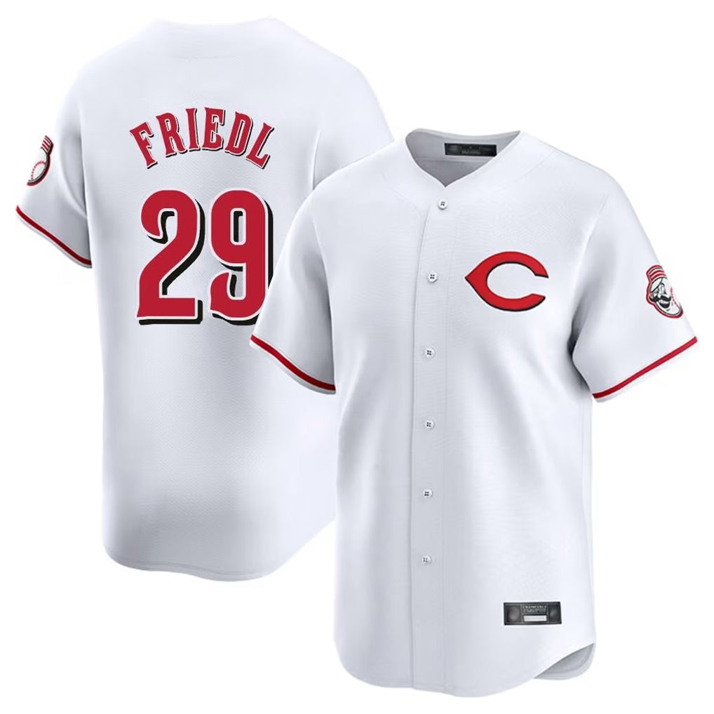 Vanessashop C.Reds #29 TJ Friedl Player White Limited Home Stitched Jerseys