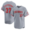 Vanessashop C.Reds #37 Tyler Stephenson Player Gray Home Limited Stitched Jerseys