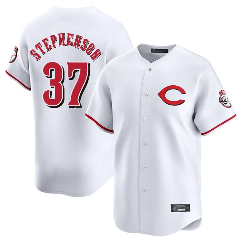 Vanessashop C.Reds #37 Tyler Stephenson Player White Limited Home Stitched Jerseys