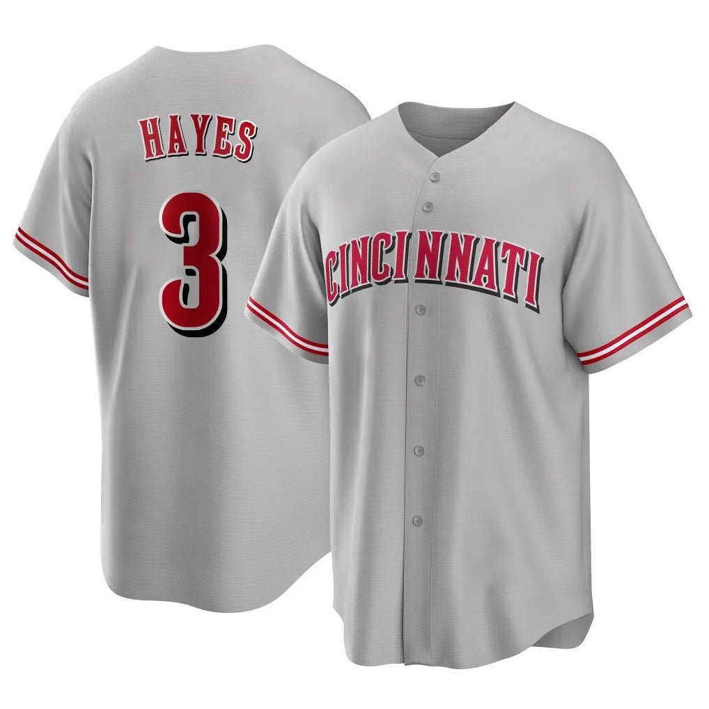 Vanessashop C.Reds #3 Ke'Bryan Hayes Player Gray Home Game Stitched Jerseys