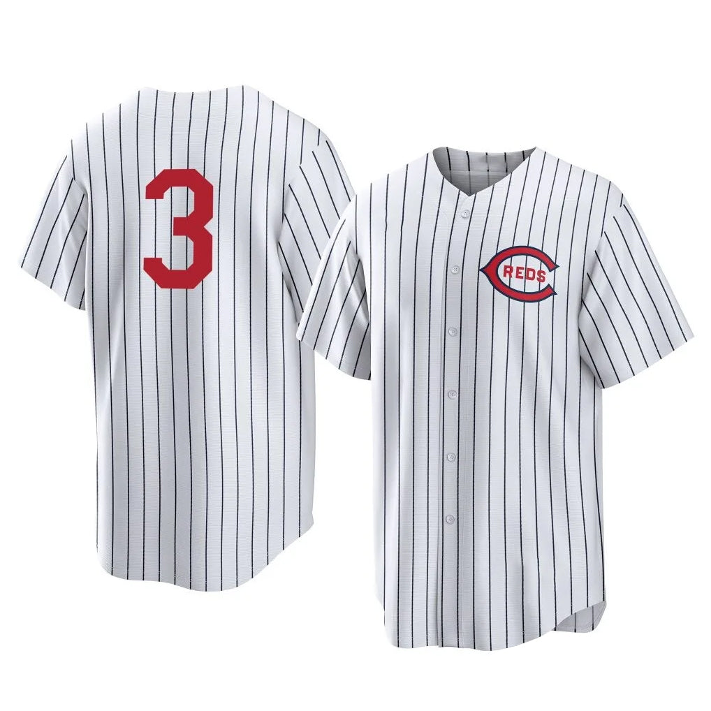 Vanessashop C.Reds #3 Ke'Bryan Hayes Player White Stripe Field of Dreams Game Home Stitched Jerseys
