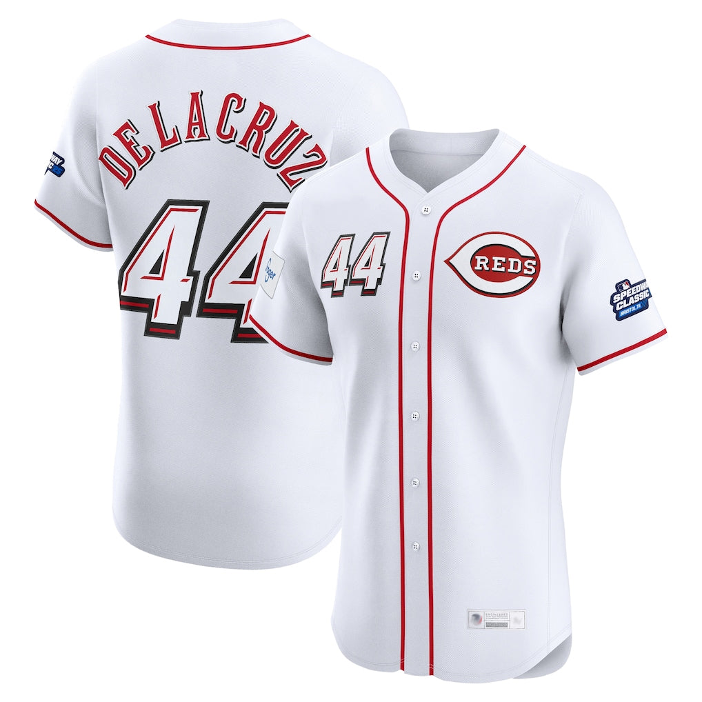 Vanessashop C.Reds #44 Elly De La Cruz Player White Speedway Classic Limited Elite Home Stitched Jerseys