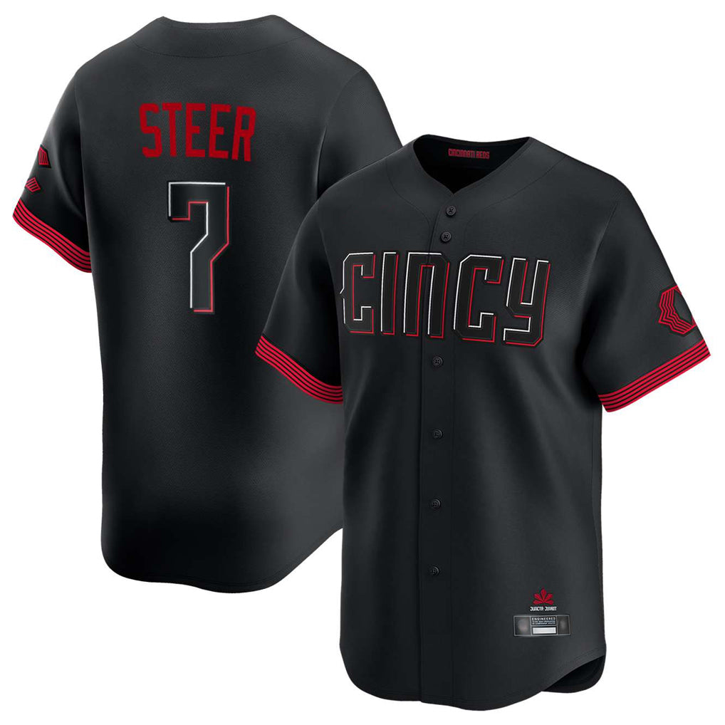 Vanessashop C.Reds #7 Spencer Steer Player Black City Connect Home Limited Stitched Jerseys