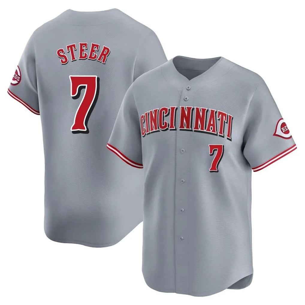 Vanessashop C.Reds #7 Spencer Steer Player Gray Home Limited Stitched Jerseys