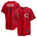 Vanessashop C.Reds #7 Spencer Steer Player Red 2026 City Connect Home Game Stitched Jerseys