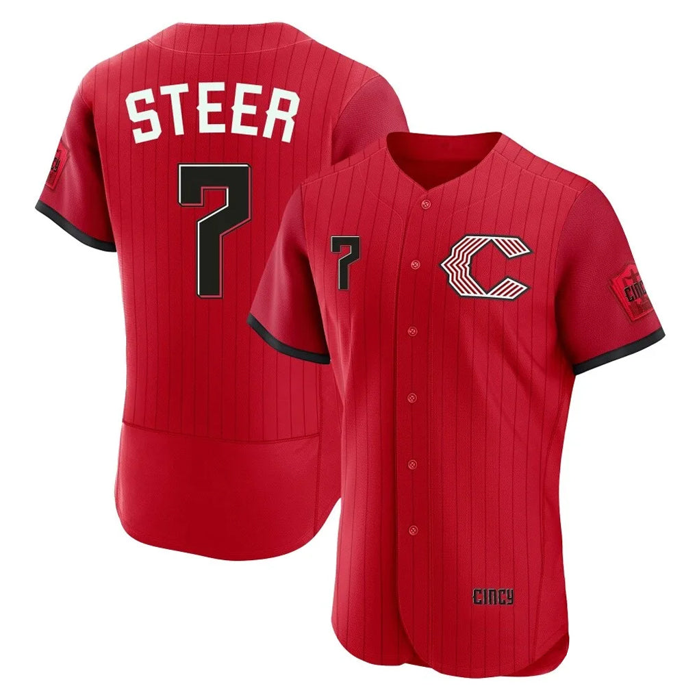 Vanessashop C.Reds #7 Spencer Steer Player Red 2026 City Connect Limited Elite Home Stitched Jerseys