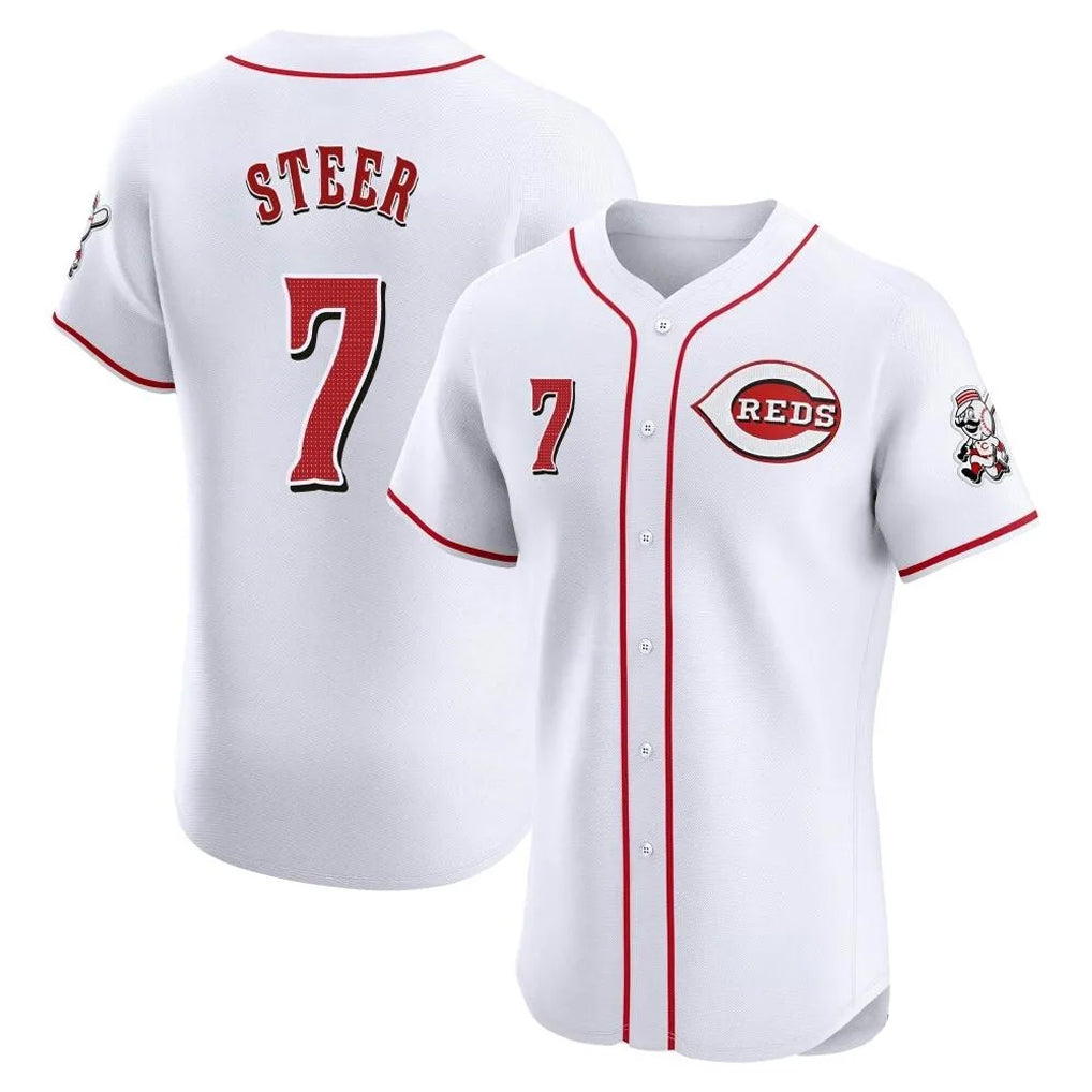 Vanessashop C.Reds #7 Spencer Steer Player White Limited Elite Home Stitched Jerseys