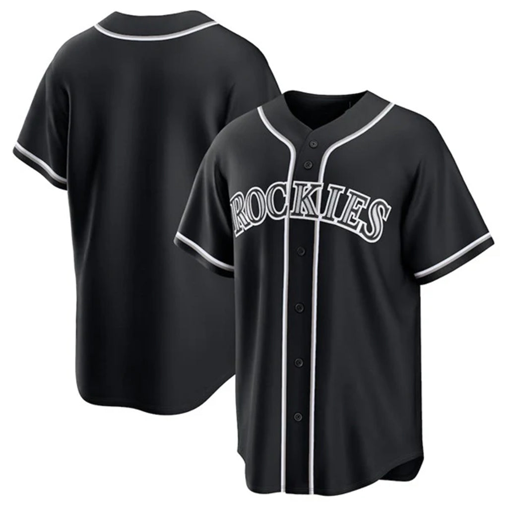 Vanessashop C.Rockies Black Fashion Out Home Game Blank Player Stitched Jerseys