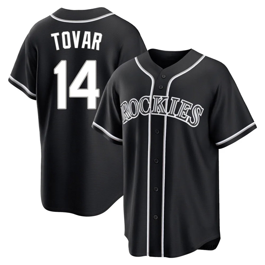 Vanessashop C.Rockies #14 Ezequiel Tovar Player Black Fashion Out Home Game Stitched Jerseys