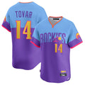 Vanessashop C.Rockies #14 Ezequiel Tovar Player Purple-Light Blue City Connect Limited Home T-shirt Stitched Jerseys