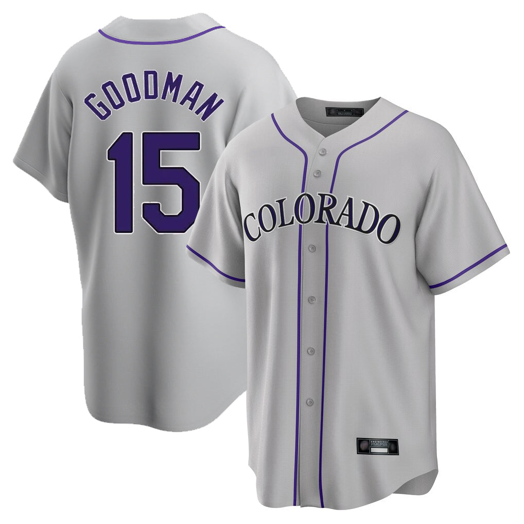 Vanessashop C.Rockies #15 Hunter Goodman Player Gray Game Home Stitched Jerseys