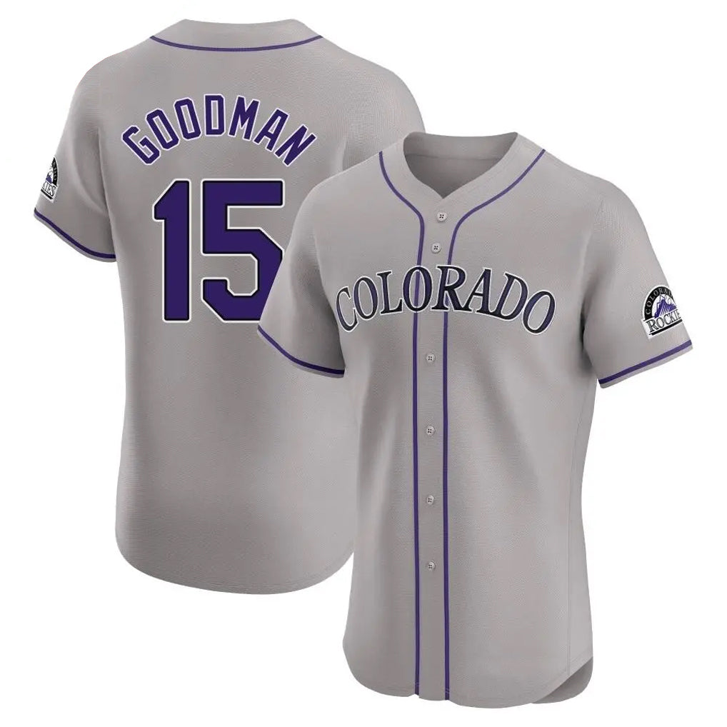 Vanessashop C.Rockies #15 Hunter Goodman Player Gray Limited Elite Home Stitched Jerseys