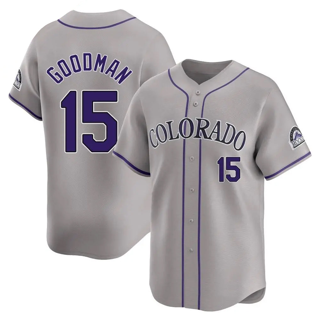 Vanessashop C.Rockies #15 Hunter Goodman Player Gray Limited Home Stitched Jerseys