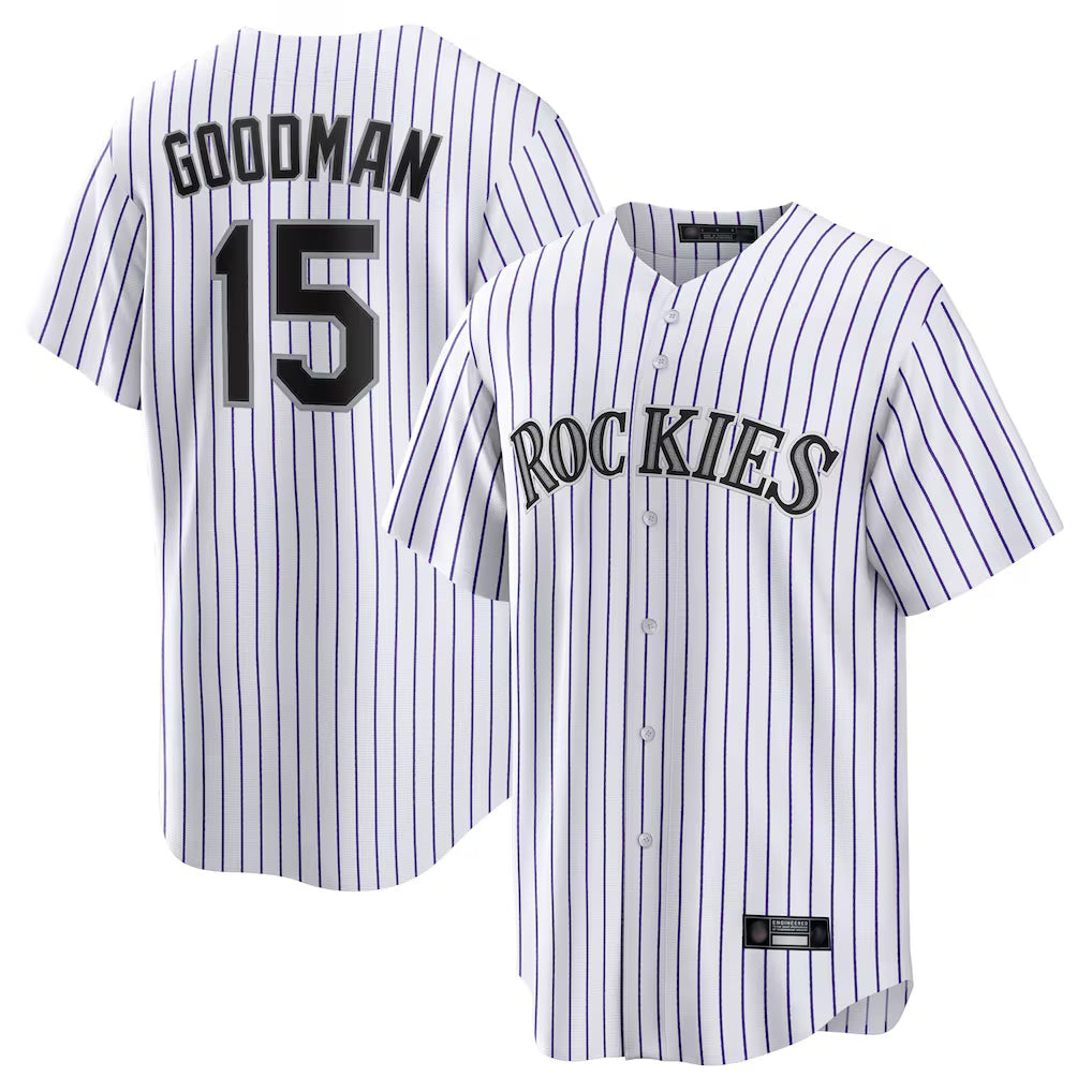 Vanessashop C.Rockies #15 Hunter Goodman Player White Game Home Stitched Jerseys