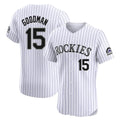 Vanessashop C.Rockies #15 Hunter Goodman Player White Limited Elite Home Stitched Jerseys