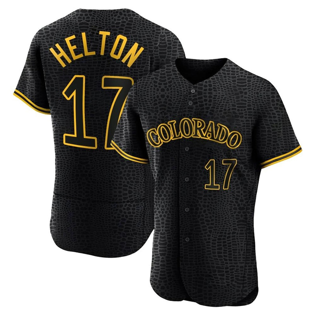 Vanessashop C.Rockies #17 Todd Helton Player Black Snake Skin City Limited Elite Home Stitched Jerseys