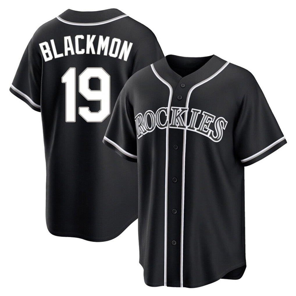 Vanessashop C.Rockies #19 Charlie Blackmon Player Black Fashion Out Home Game Stitched Jerseys